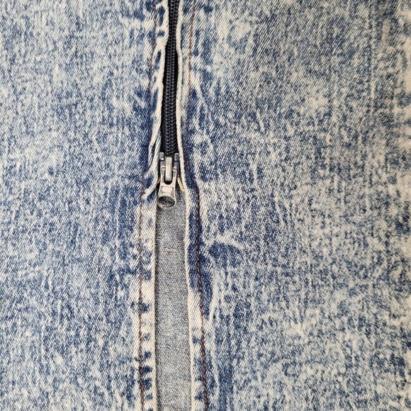VINTAGE 80s Acid Washed Denim Dress - Picture 4 of 13